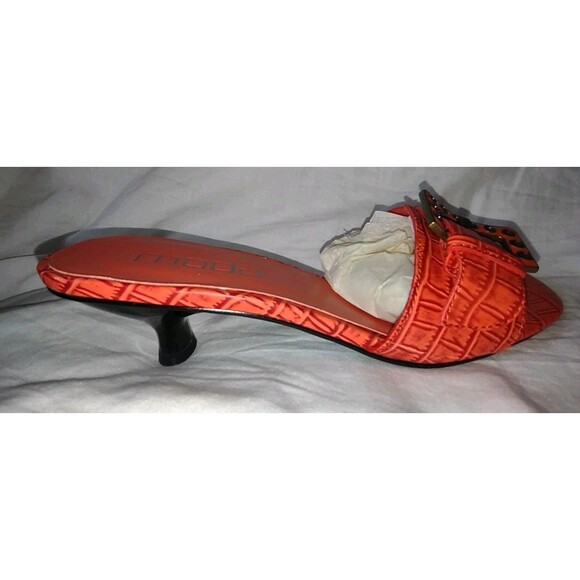 New Size 7 M  90s Moda Spana  Seattle Faux Leather Open Toe Slip On Buckle Shoes - Picture 5 of 8